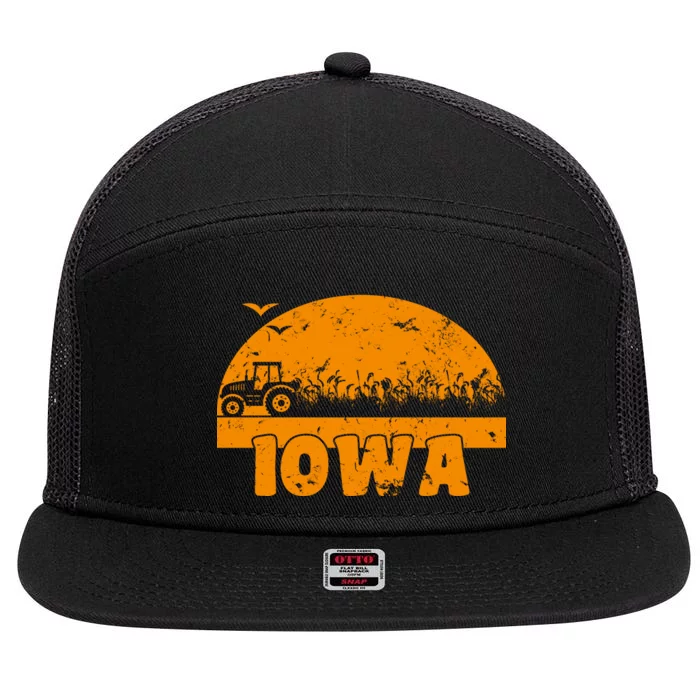 Iowa Farmers Tractor 7 Panel Mesh Trucker Snapback Hat