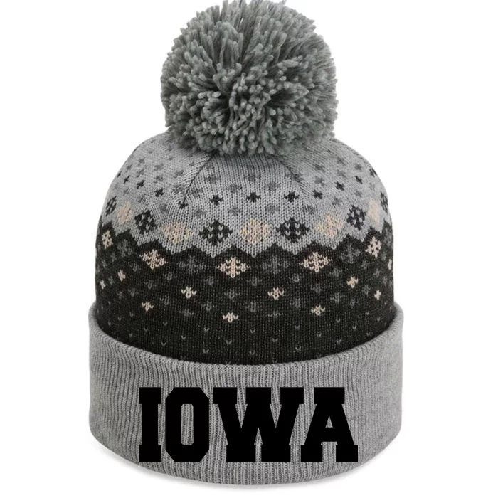 IOWA Team College University Logo The Baniff Cuffed Pom Beanie