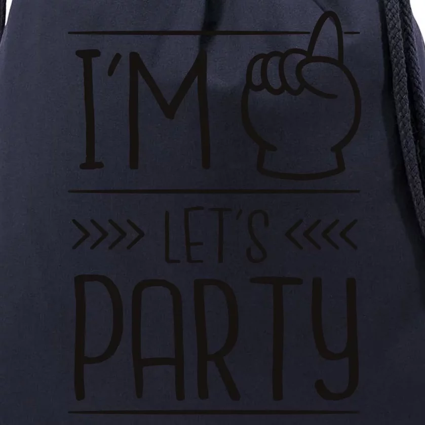 I'm One Years Old Let's Party Birthday Drawstring Bag