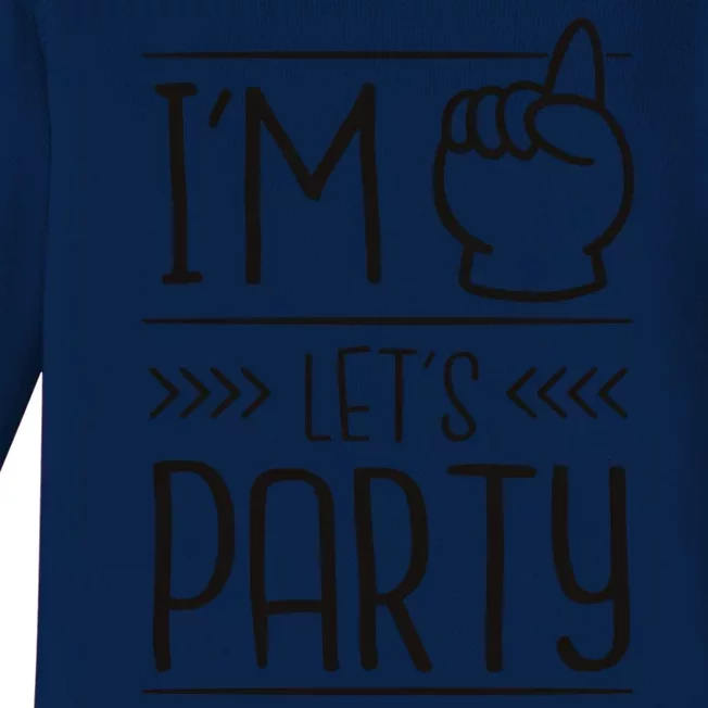 I'm One Years Old Let's Party Birthday Baby Long Sleeve Bodysuit