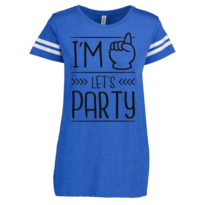 I'm One Years Old Let's Party Birthday Enza Ladies Jersey Football T-Shirt