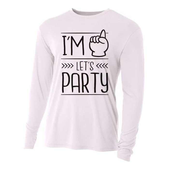 I'm One Years Old Let's Party Birthday Cooling Performance Long Sleeve Crew