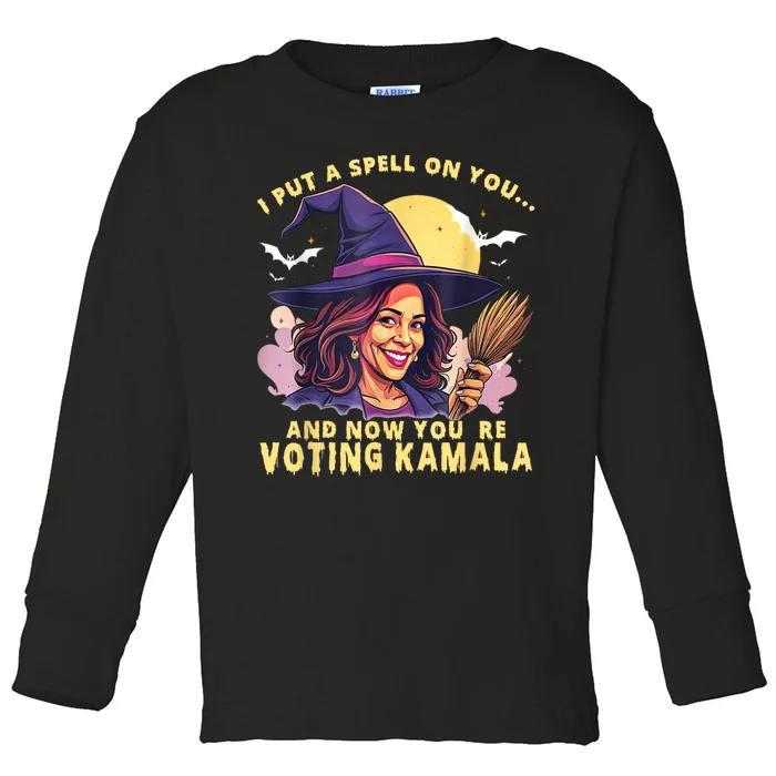 I Put A Spell On You And Now Youre Voting Kamala Kamalaween Toddler Long Sleeve Shirt