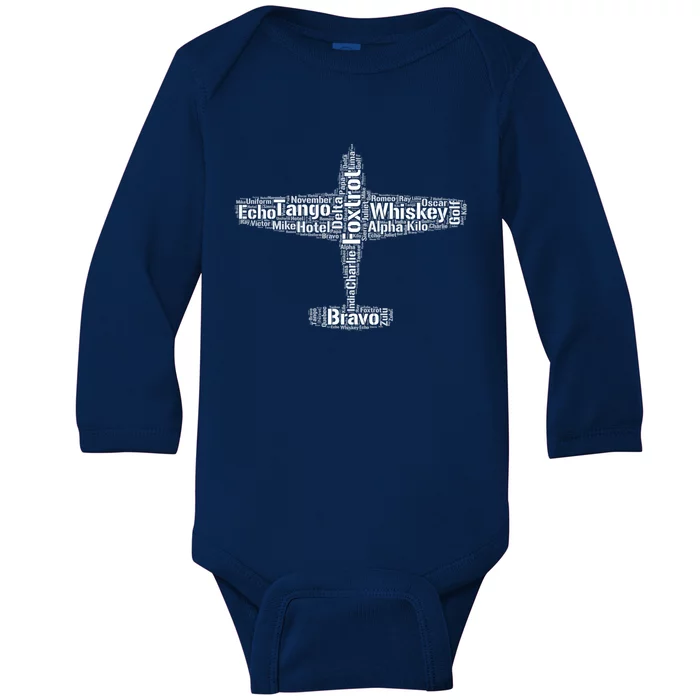 International Phonetic Alphatbet Airplane Pilots Christmas Gift Baby Long Sleeve Bodysuit