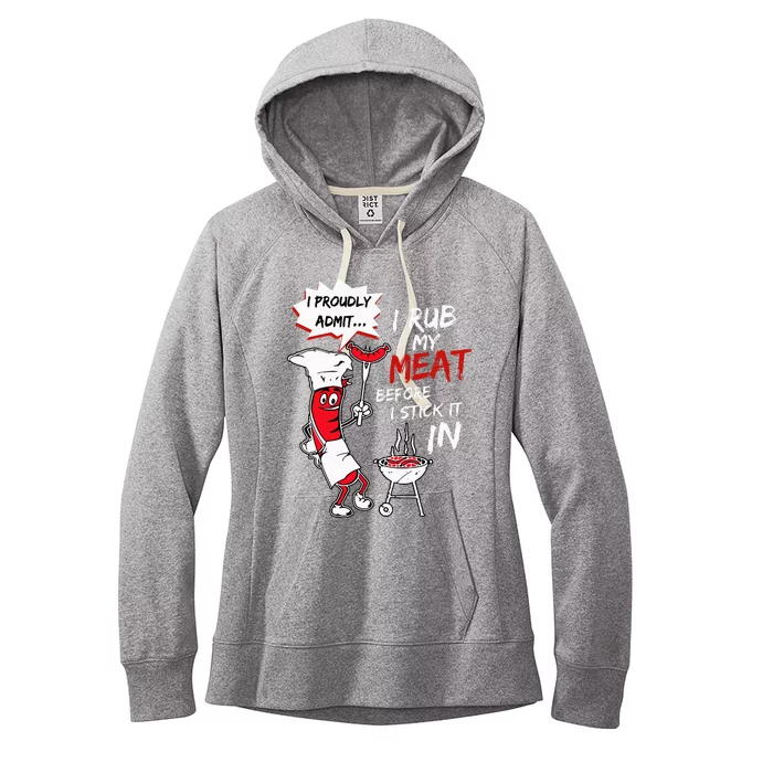 I Proudly Admit I Rub My Meat Before I Stick It In Hot Dog Women's Fleece Hoodie