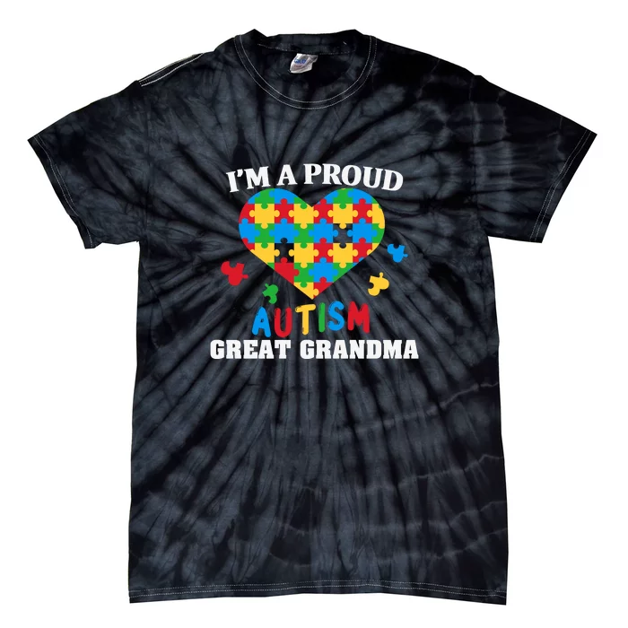 I'm Proud Autism Great Grandma Autism Awareness Month Tie-Dye T-Shirt