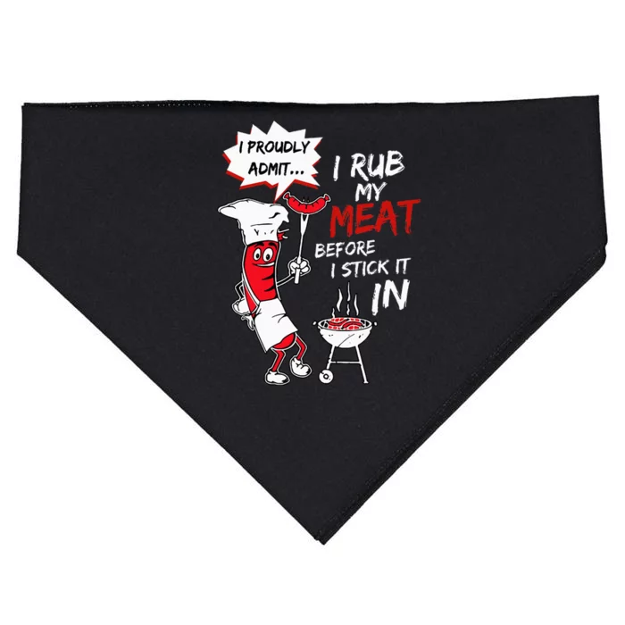 I Proudly Admit I Rub My Meat Before I Stick It In Hot Dog USA-Made Doggie Bandana