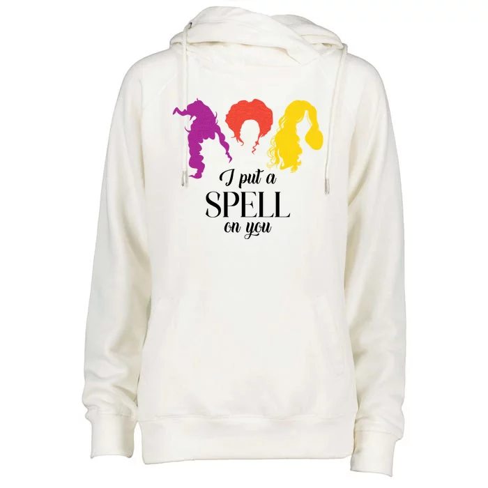 I Put A Spell On You Halloween Witch Womens Funnel Neck Pullover Hood