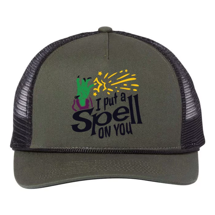 I Put A Spell On You Spooky Cute Halloween Graphic Gift Retro Rope Trucker Hat Cap