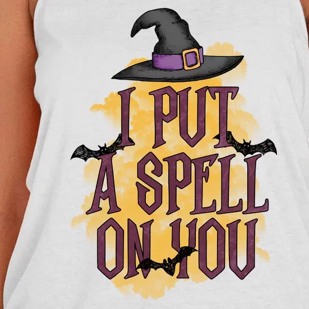 I Put A Spell On You Gift For Halloween Day Women's Knotted Racerback Tank