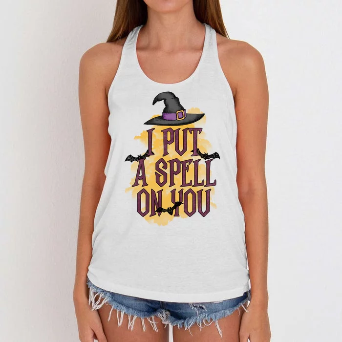 I Put A Spell On You Gift For Halloween Day Women's Knotted Racerback Tank