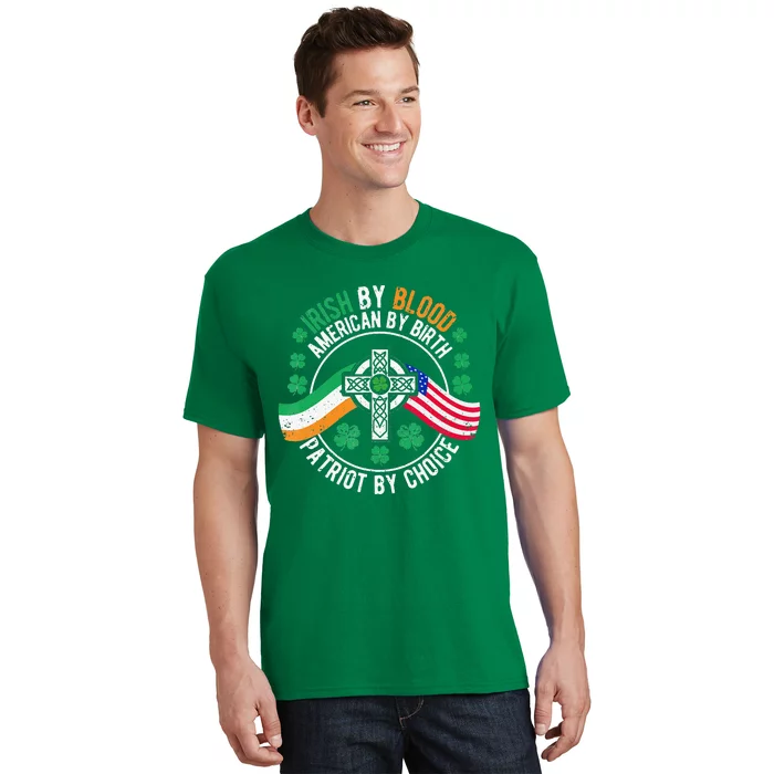 Irish Pride American Flag Celtic Cross St Patricks Day T-Shirt