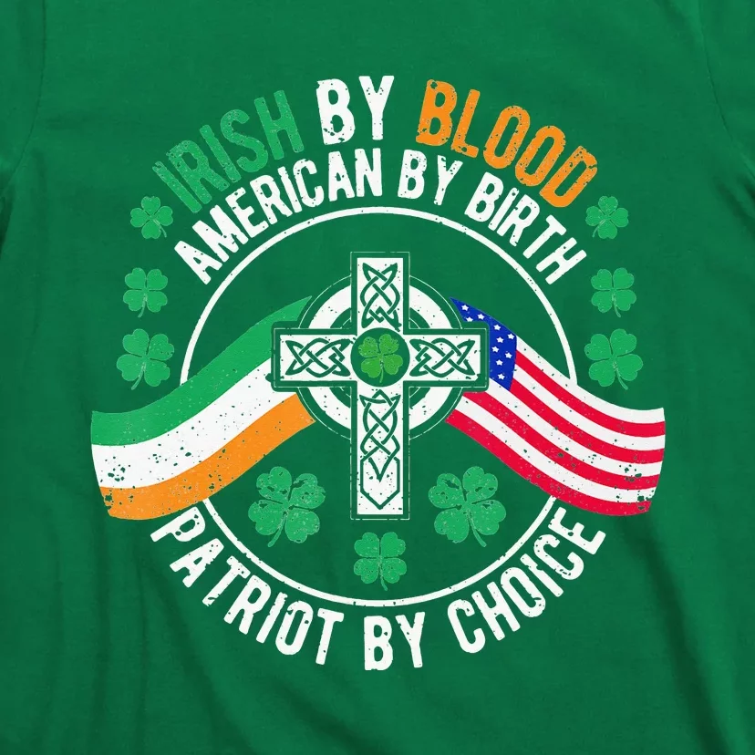 Irish Pride American Flag Celtic Cross St Patricks Day T-Shirt