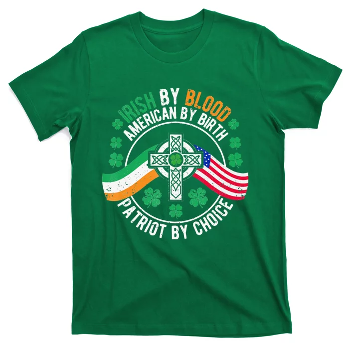 Irish Pride American Flag Celtic Cross St Patricks Day T-Shirt