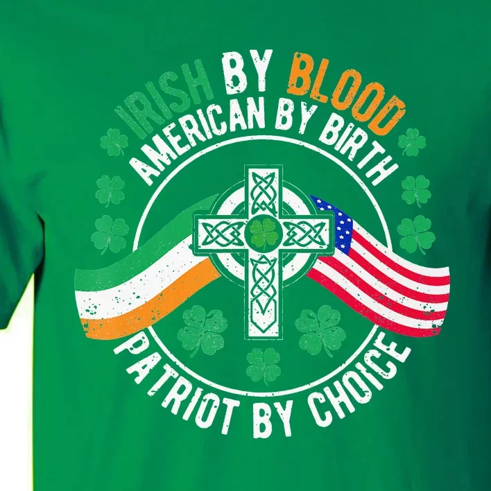 Irish Pride American Flag Celtic Cross St Patricks Day Tall T-Shirt