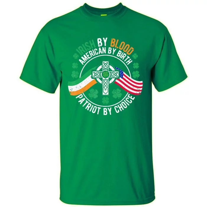 Irish Pride American Flag Celtic Cross St Patricks Day Tall T-Shirt