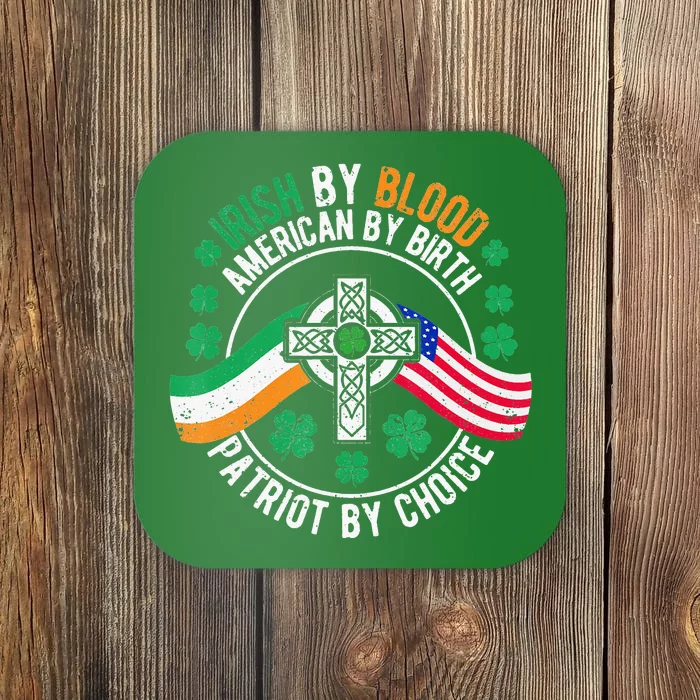 Irish Pride American Flag Celtic Cross St Patricks Day Coaster