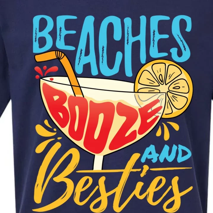 Island Party Beach Bachelorette Gift Beaches Booze And Besties Meaningful Gift Sueded Cloud Jersey T-Shirt