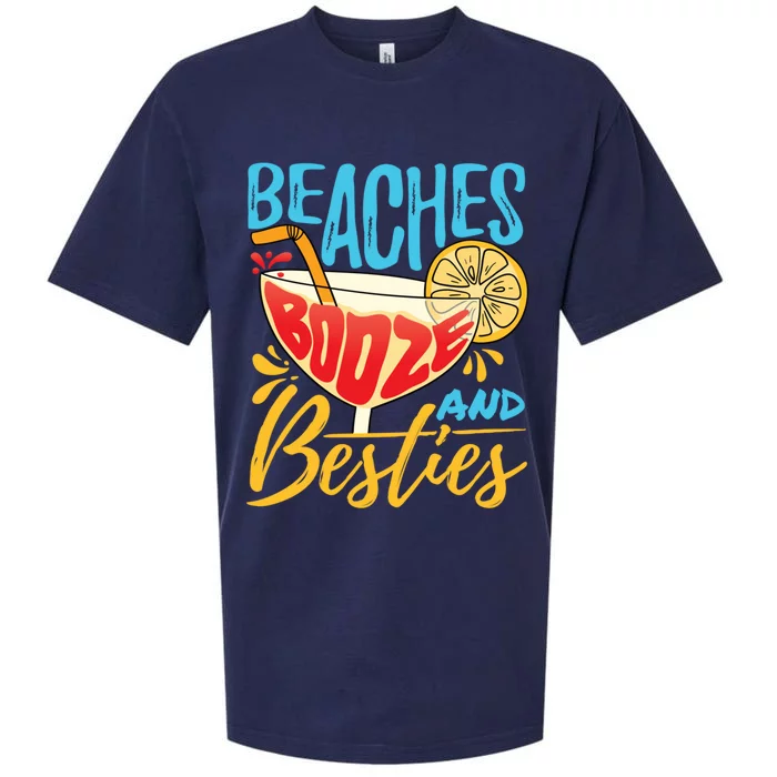 Island Party Beach Bachelorette Gift Beaches Booze And Besties Meaningful Gift Sueded Cloud Jersey T-Shirt