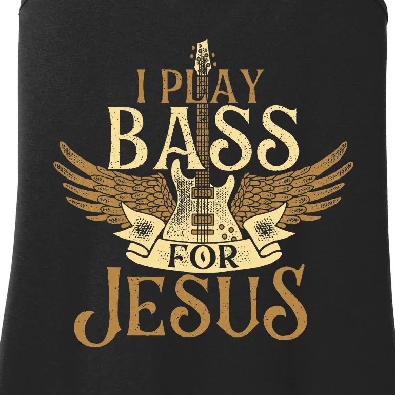 I Play Bass For Jesus Bassist Musician Bass Guitar Music Ladies Essential Tank