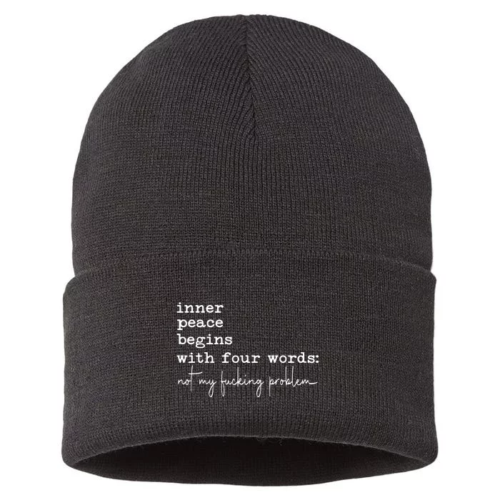 Inner Peace Begins With Four Words Sustainable Knit Beanie