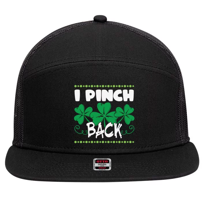 I Pinch Back Shamrock Funny St Patricks Day 7 Panel Mesh Trucker Snapback Hat