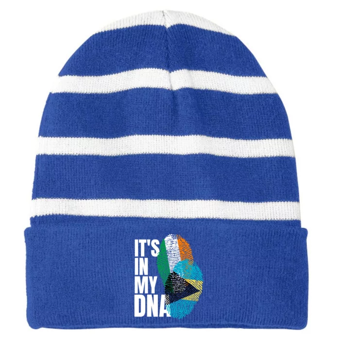 Irish Plus Bahamian Mix Dna Flag Heritage Gift Striped Beanie with Solid Band