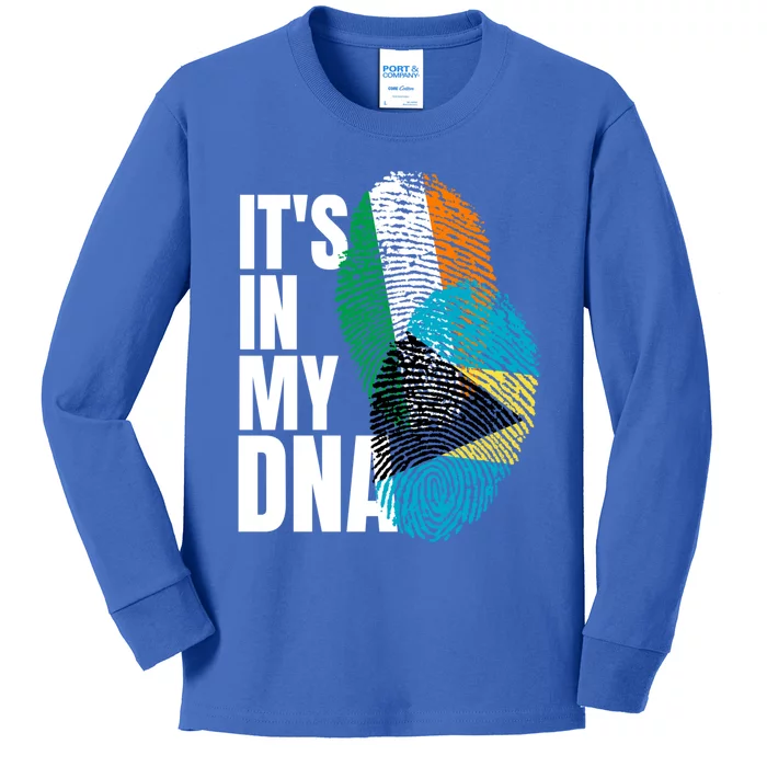 Irish Plus Bahamian Mix Dna Flag Heritage Gift Kids Long Sleeve Shirt