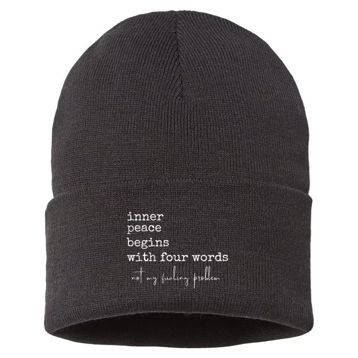 Inner Peace Begins With Four Words Sustainable Knit Beanie