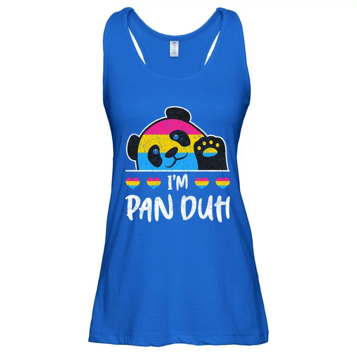 Im Pan Duh Cute Animal Panda Pansexual Flag Queer Pansexual Cute Gift Ladies Essential Flowy Tank