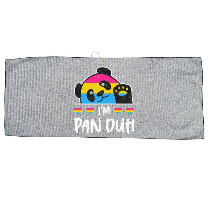 Im Pan Duh Cute Animal Panda Pansexual Flag Queer Pansexual Cute Gift Large Microfiber Waffle Golf Towel