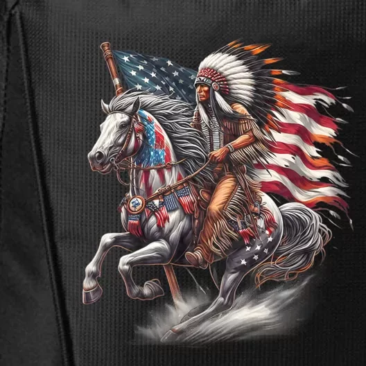 Indigenous Peoples Day 4th Of July Native American Day Flag Indian Riding Horse City Backpack