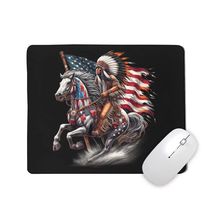 Indigenous Peoples Day 4th Of July Native American Day Flag Indian Riding Horse Mousepad