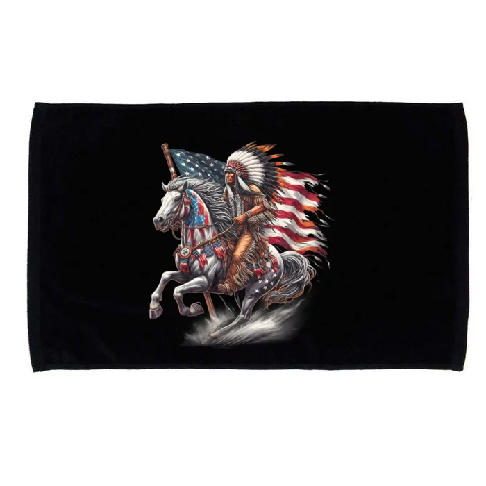 Indigenous Peoples Day 4th Of July Native American Day Flag Indian Riding Horse Microfiber Hand Towel