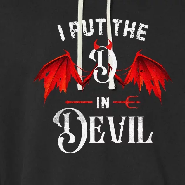 I Put D In Devil Matching Couple Funny Halloween Garment-Dyed Fleece Hoodie