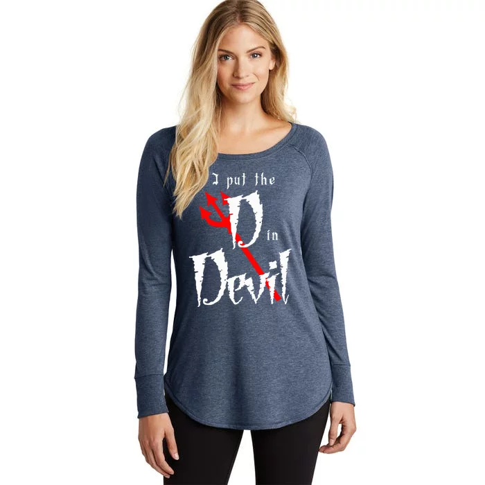 I Put D In Devil Halloween Matching Couple Boyfriend Women's Perfect Tri Tunic Long Sleeve Shirt