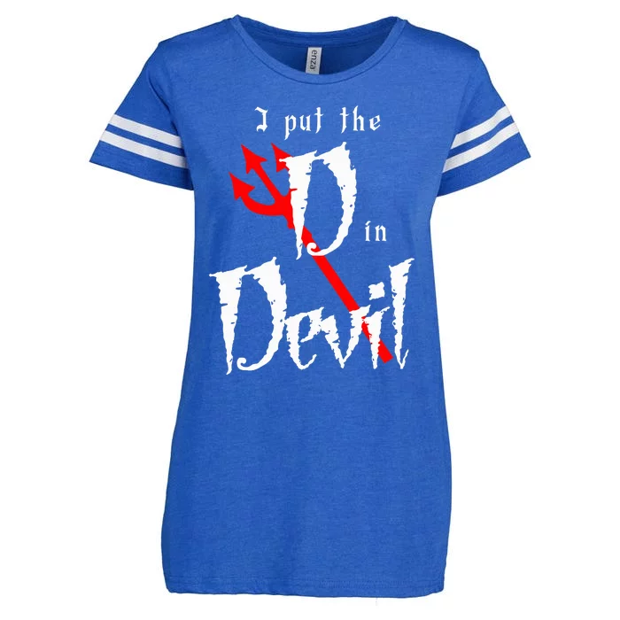 I Put D In Devil Halloween Matching Couple Boyfriend Enza Ladies Jersey Football T-Shirt