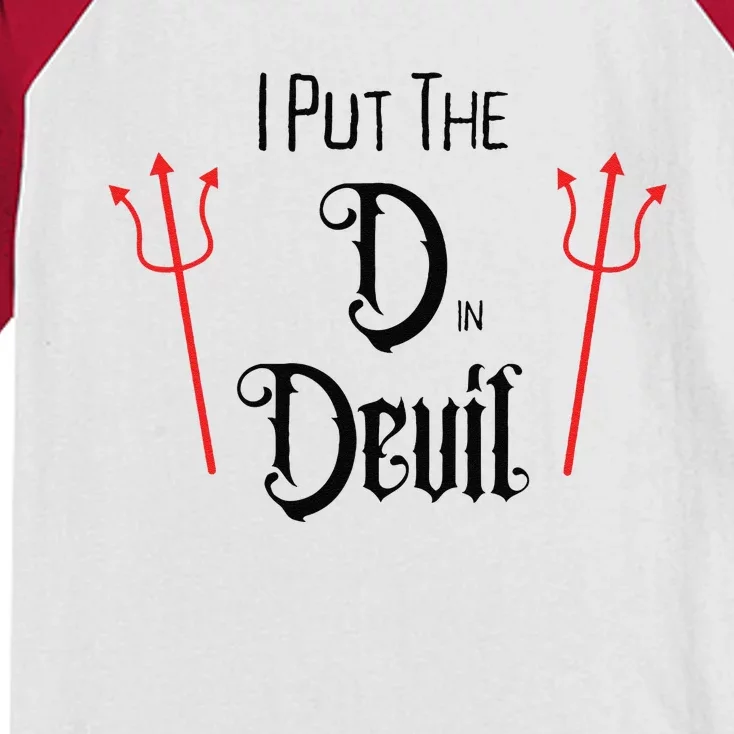 I Put D In Devil Halloween Matching Couple Boyfriend Kids Colorblock Raglan Jersey