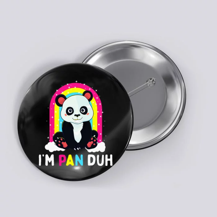 I'm Pan Duh Pansexual Pride Panda Rainbow Flag LGBT Gift Button