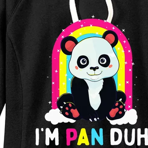 I'm Pan Duh Pansexual Pride Panda Rainbow Flag LGBT Gift Women's Fleece Hoodie