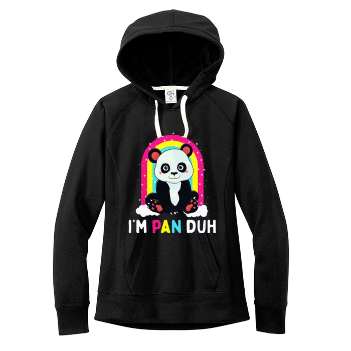 I'm Pan Duh Pansexual Pride Panda Rainbow Flag LGBT Gift Women's Fleece Hoodie