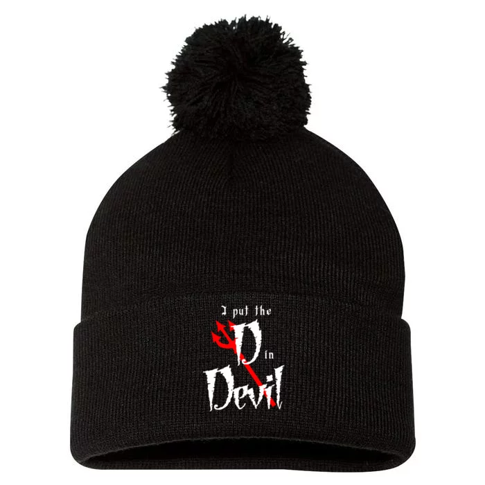 I Put D In Devil Halloween Matching Couple Boyfriend Pom Pom 12in Knit Beanie