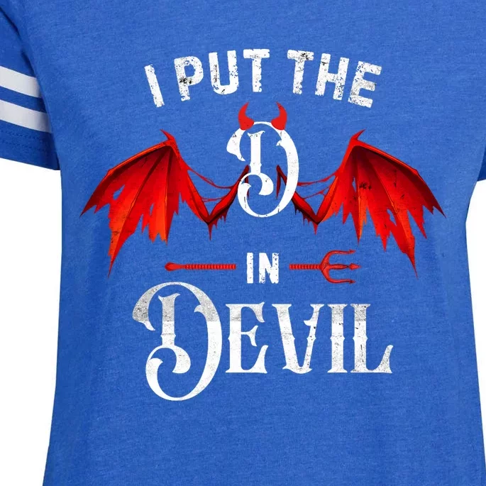 I Put D In Devil Matching Couple Funny Halloween Enza Ladies Jersey Football T-Shirt