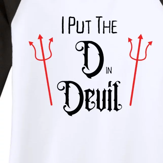 I Put D In Devil Halloween Matching Couple Boyfriend Women's Tri-Blend 3/4-Sleeve Raglan Shirt