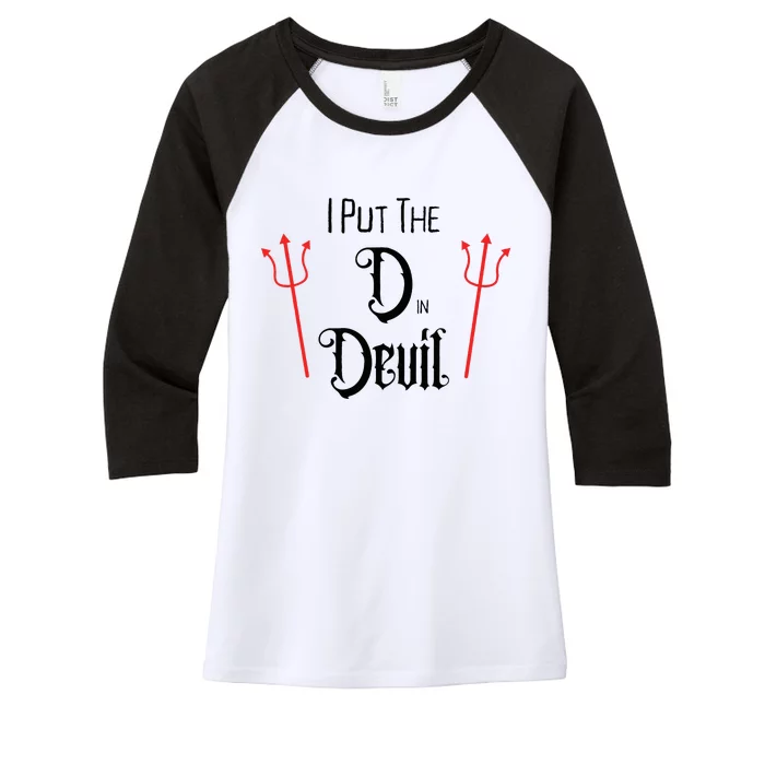 I Put D In Devil Halloween Matching Couple Boyfriend Women's Tri-Blend 3/4-Sleeve Raglan Shirt