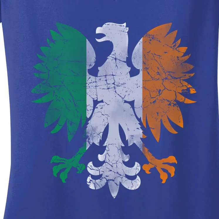 Irish Polish Eagle Flag Meaningful Gift Women's V-Neck T-Shirt