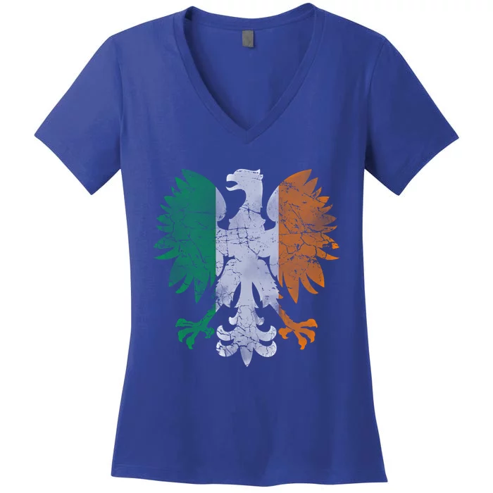 Irish Polish Eagle Flag Meaningful Gift Women's V-Neck T-Shirt