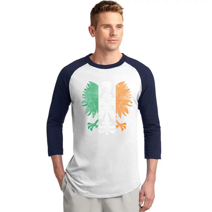 Irish Polish Eagle Flag Meaningful Gift Baseball Sleeve Shirt