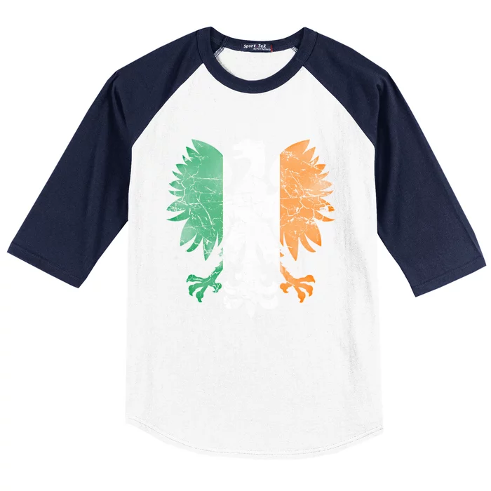 Irish Polish Eagle Flag Meaningful Gift Baseball Sleeve Shirt