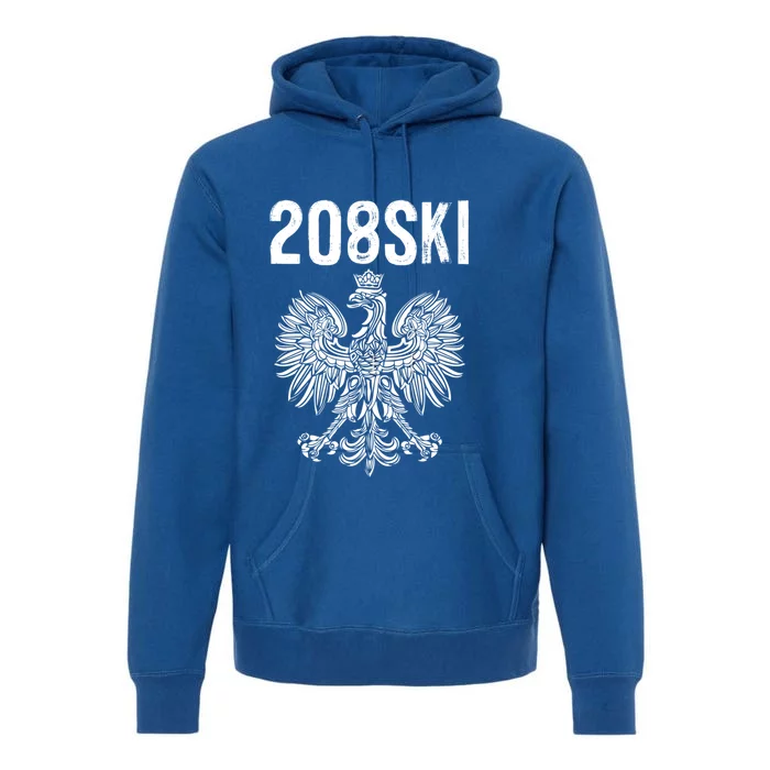 Idaho Polish Eagle Flag Pride 208 Area Code Dyngus Day Gift Premium Hoodie